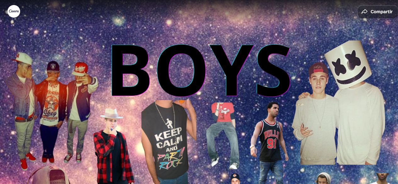 Moodboard original de outfits para chicos de la invitación Canva